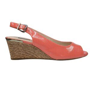 Alex Marie Natalie Wedge Sandals Womens Coral Pink Open Toe Sling Back Size 10